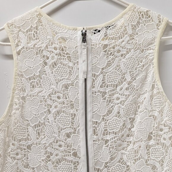 CAbi #800 Needle Lace Shell Peplum Sleeveless Blouse in White/Ivory - Picture 7 of 15